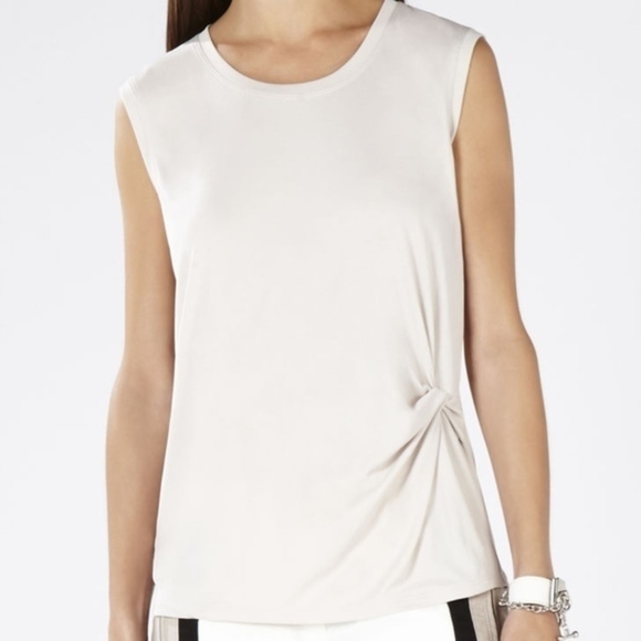 BCBG Gesele Twist-Front Sleeveless White Top - Picture 3 of 7